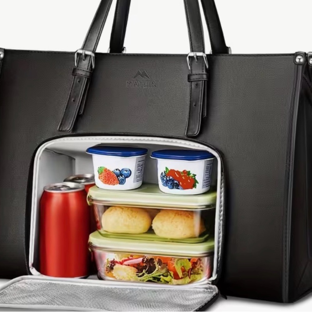 MATFUN Black Insulated Lunch Tote Bag